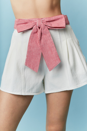 Stripe Bow Shorts in Red