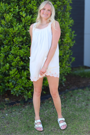 Free People: Latecia EMB Mini Dress in Ivory Combo