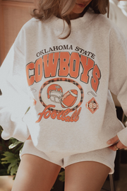 Livy Lu: OSU Cowboys Gridiron Weekend Mock Neck Sweatshirt in Ash Gray