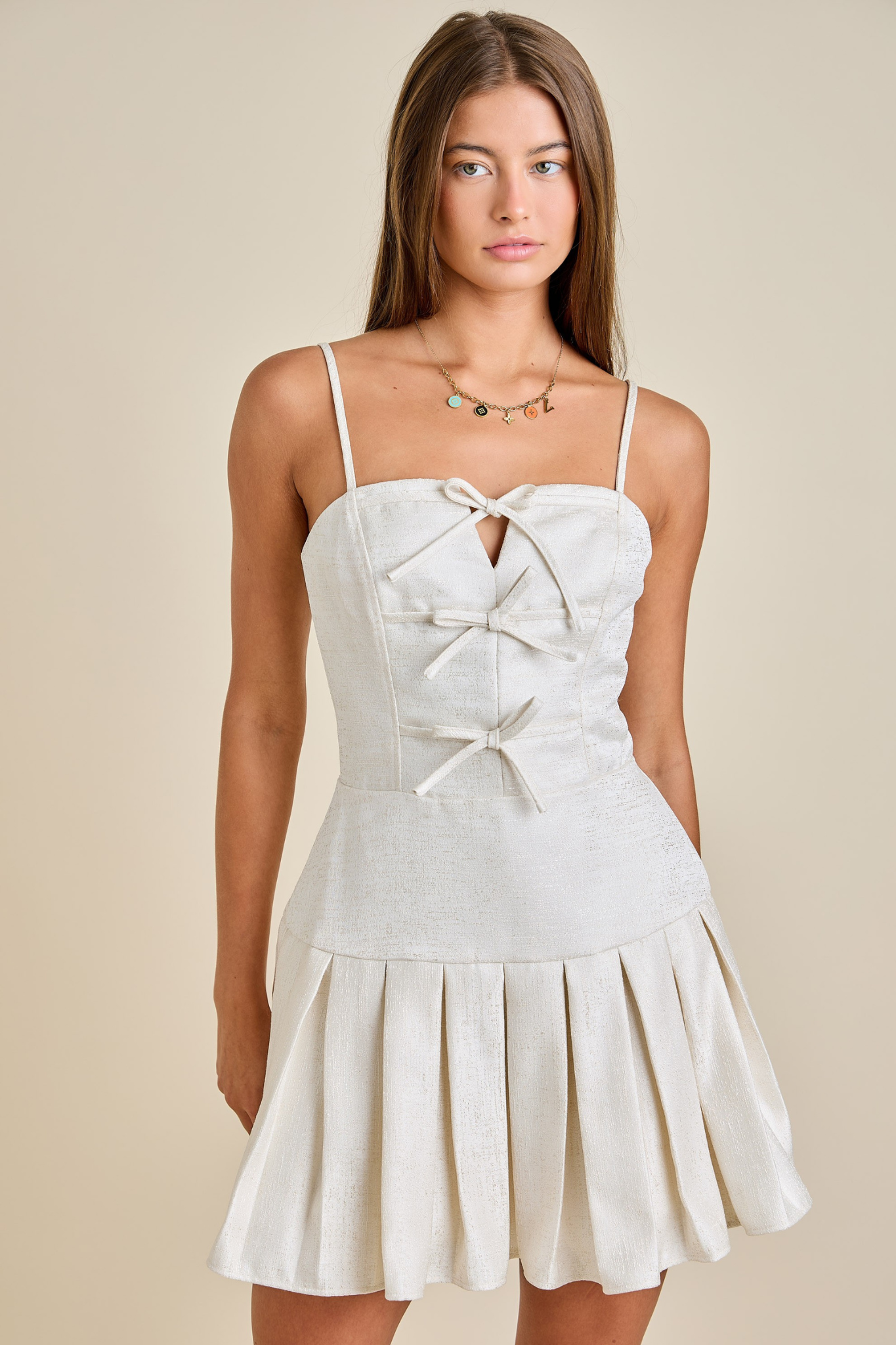 Aubrey Ivory Pleated Dress