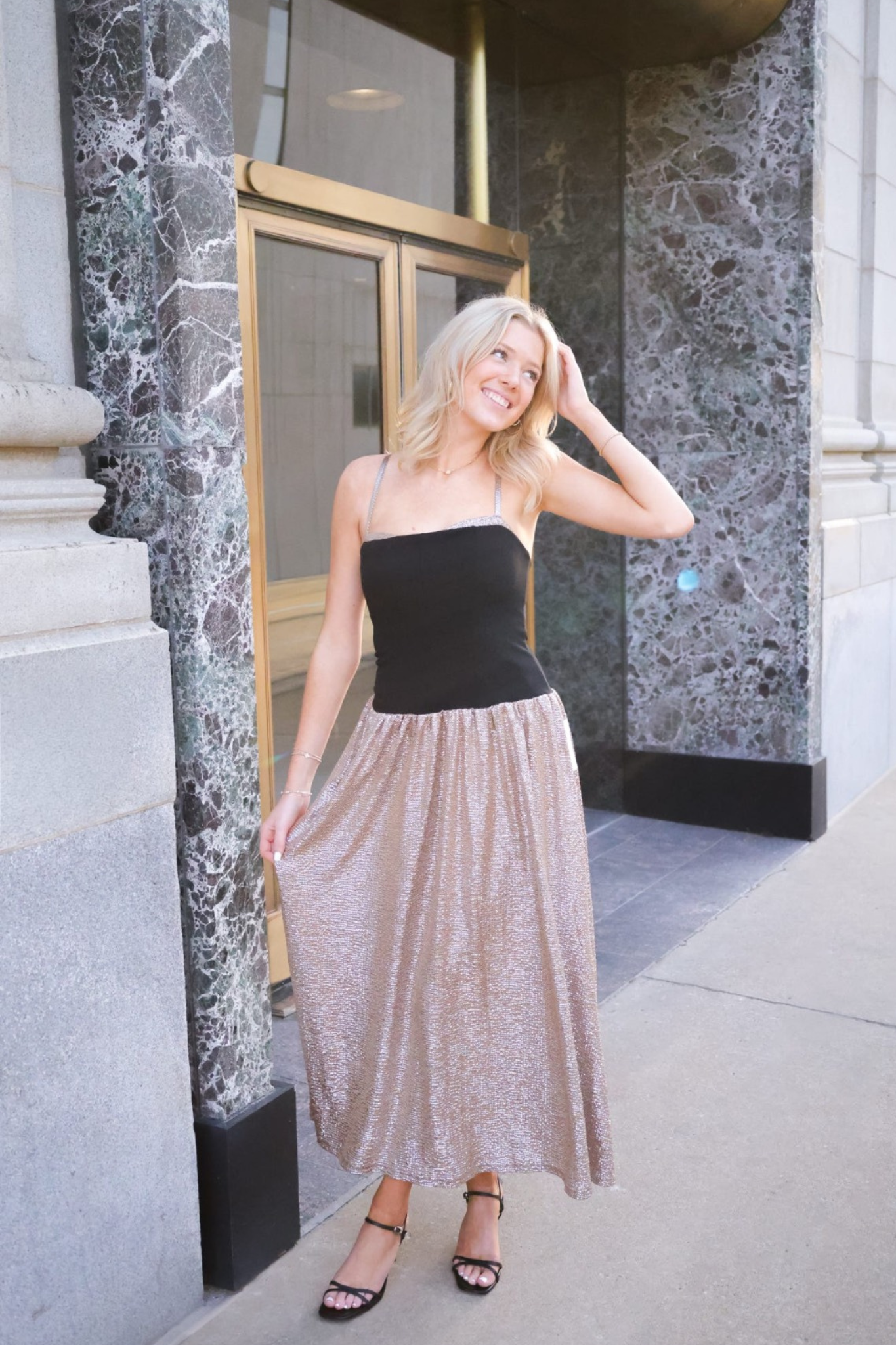 Show Me Your MuMu: Hepburn Midi Dress in Silver Confetti