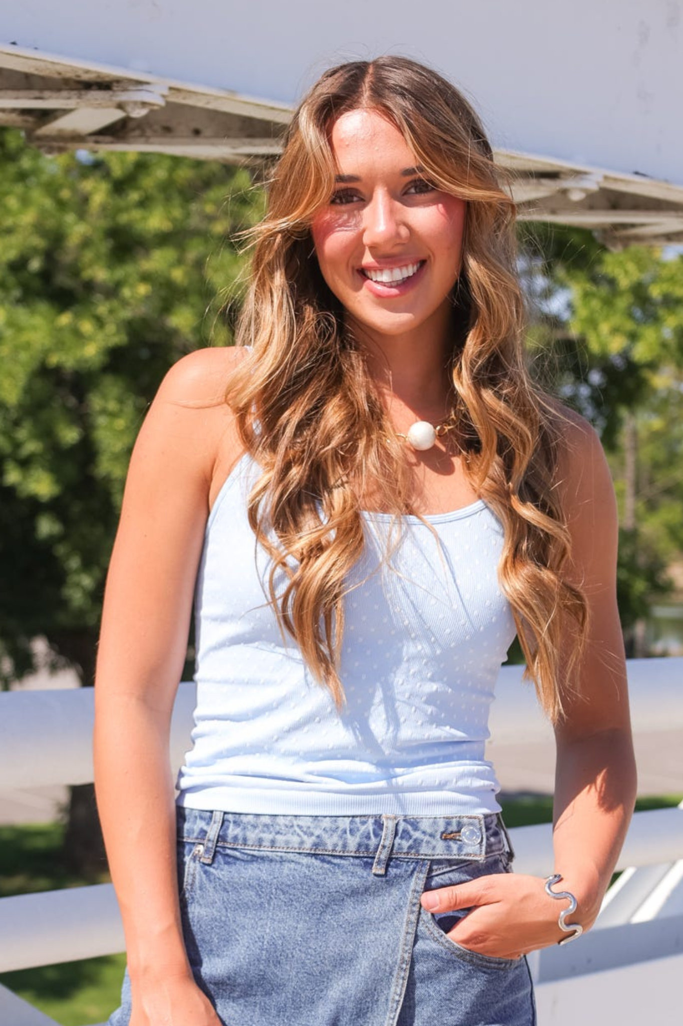 Nikibiki: Polka Dot Cami in Serene Blue