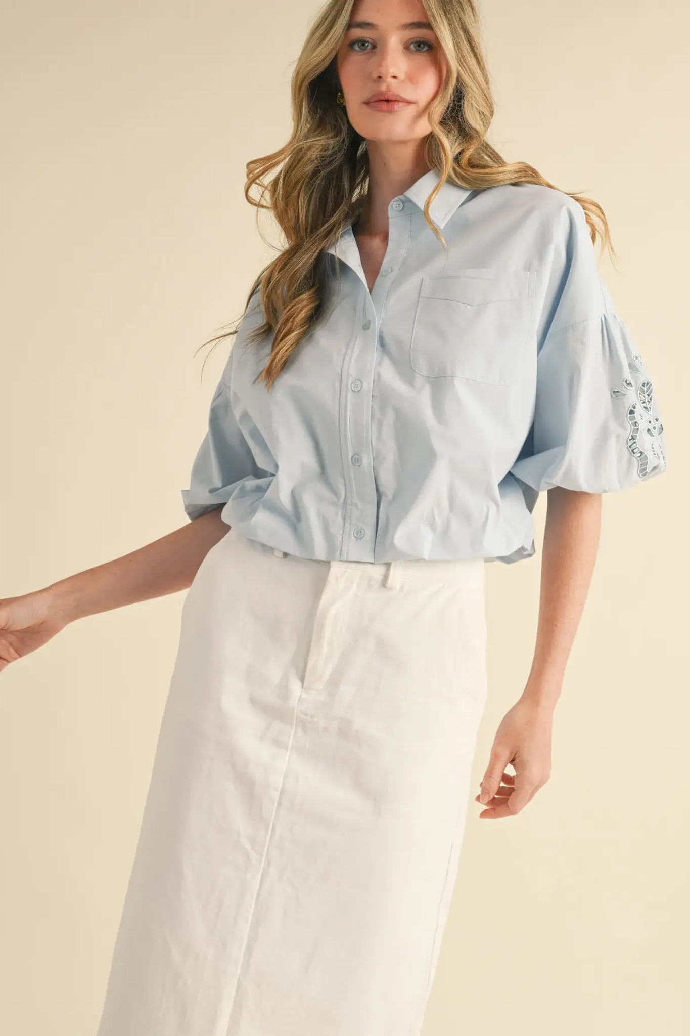 light blue blouse at jcole shoes tulsa