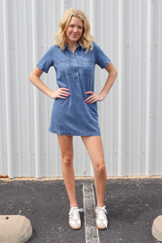 Z Supply: Authentic Denim Mini Dress in Medium Indigo