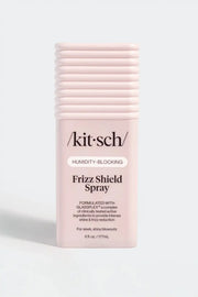 Kit Sch Frizz Shield Spray in a light pink cylindrical bottle with a ribbed cap, shown on a light gray background.