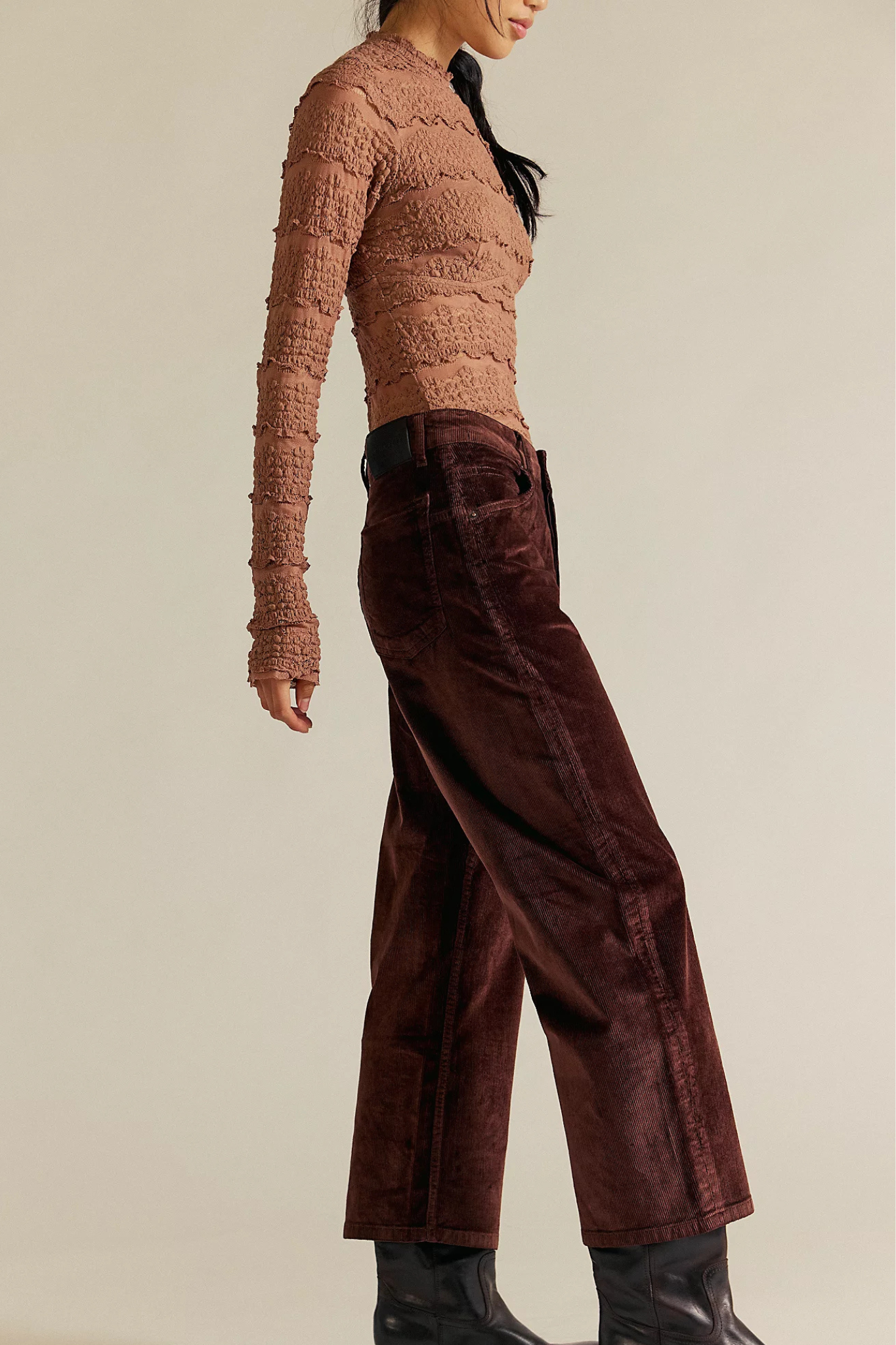 Free People: Deep Trance Cord in Shaved Chocolate