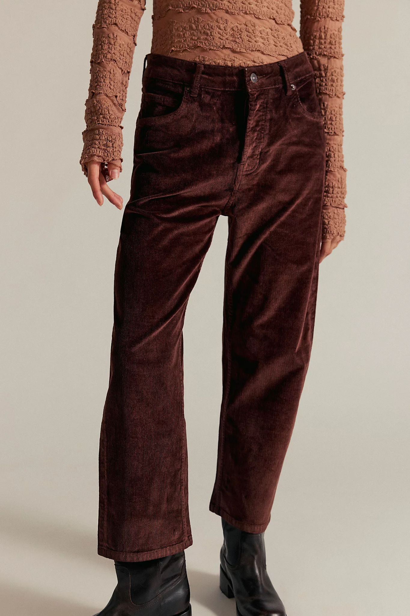 Free People: Deep Trance Cord in Shaved Chocolate