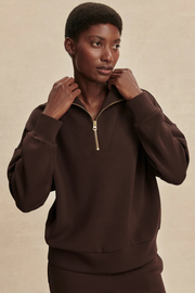 Varley: Hawley Half Zip Top in Coffee Bean
