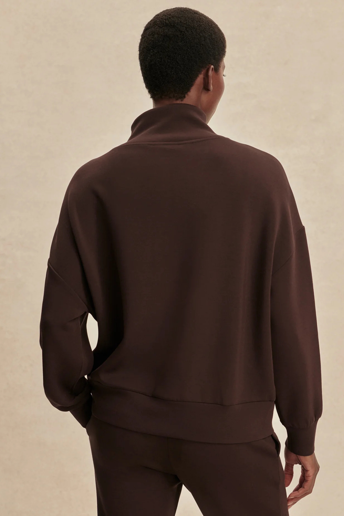Varley: Hawley Half Zip Top in Coffee Bean
