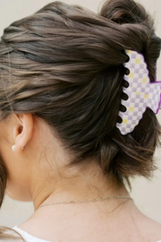 Gracefully Made Art Women's Purple and Yellow Scalloped Claw Clip