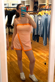 Women's Whitney Striped Romper in White/Orange