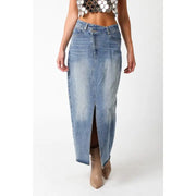 Olivaceous: Dixie Denim Midi Skirt