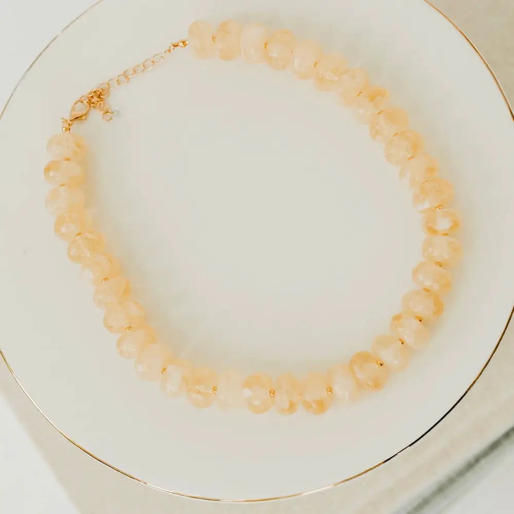 Pebbles Beaded Necklace in Ivory