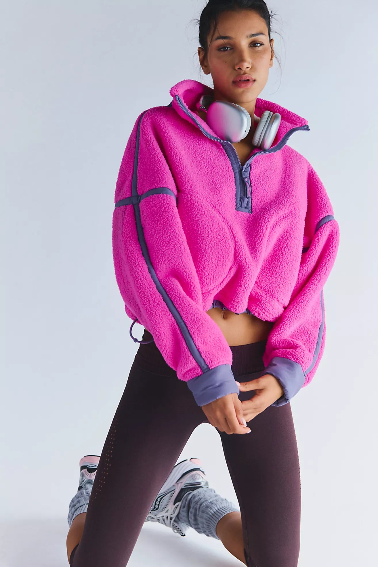 Free People Movement: Mountain High 1/2 Zip in Fuchsia Flirt