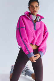 Free People Movement: Mountain High 1/2 Zip in Fuchsia Flirt