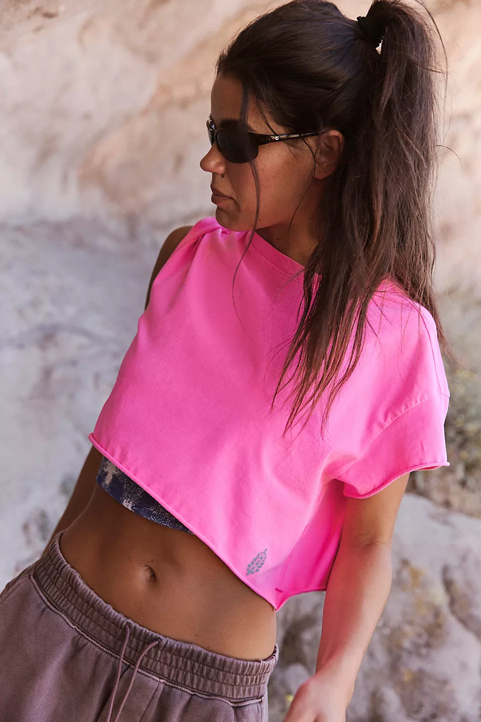 Free People Movement: Hot Shot Cropped Tee in Hot Pink