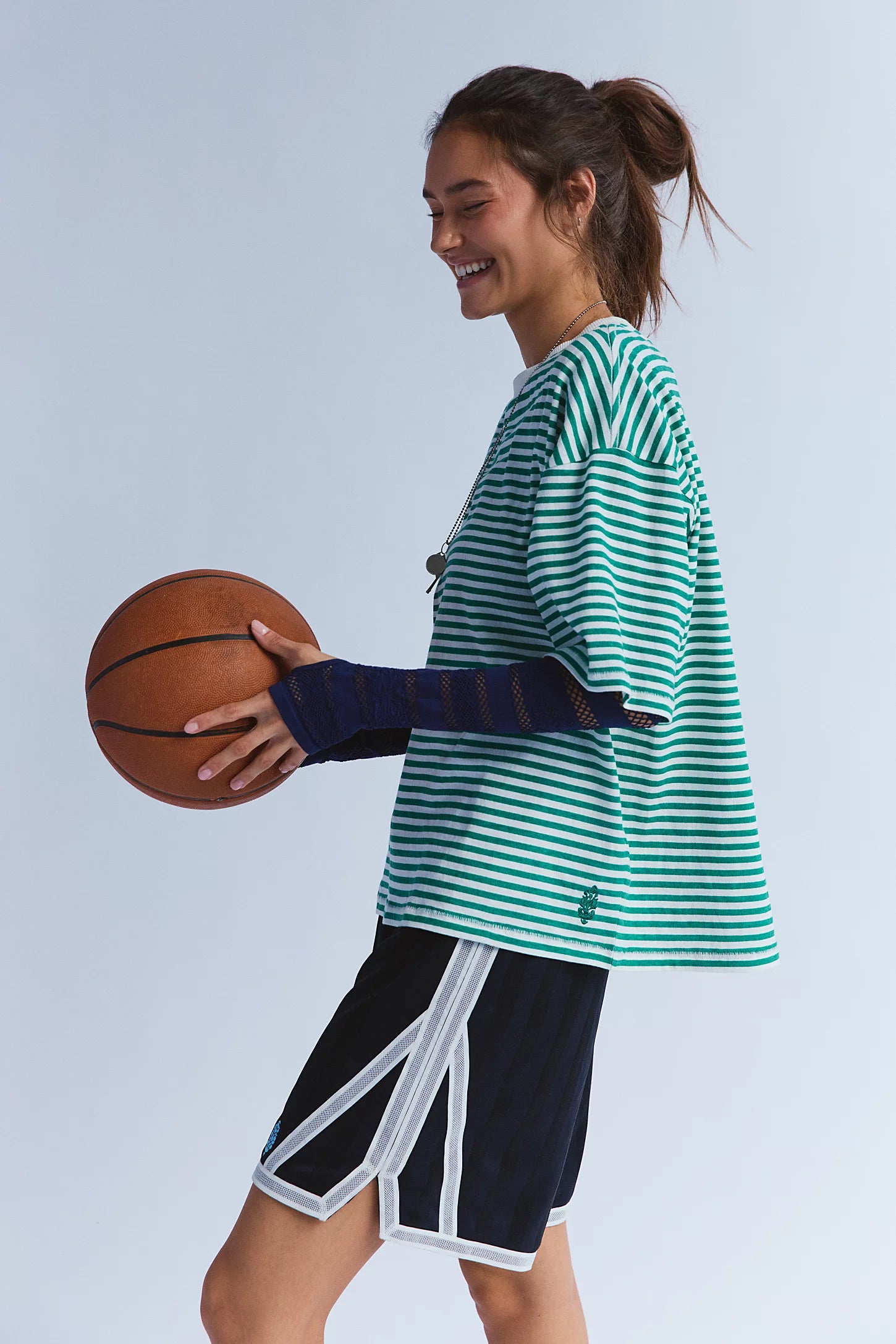 Free People Movement: Stripe Tackle tee in Court Stripe Green