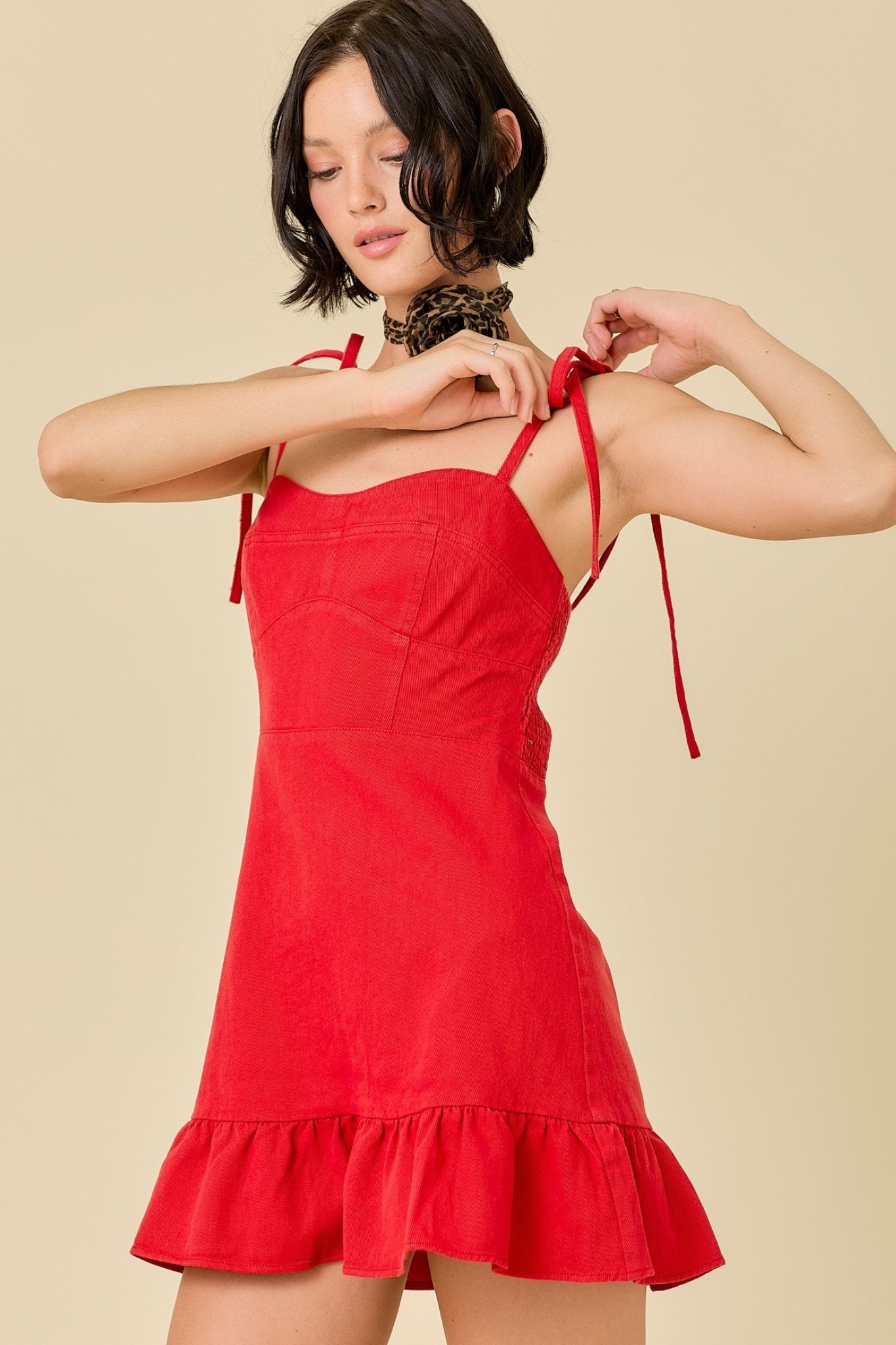 Dutton Denim Dress in Red - J. Cole ShoesDAY + MOONDutton Denim Dress in Red