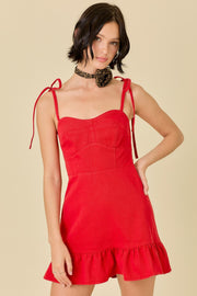 Dutton Denim Dress in Red - J. Cole ShoesDAY + MOONDutton Denim Dress in Red