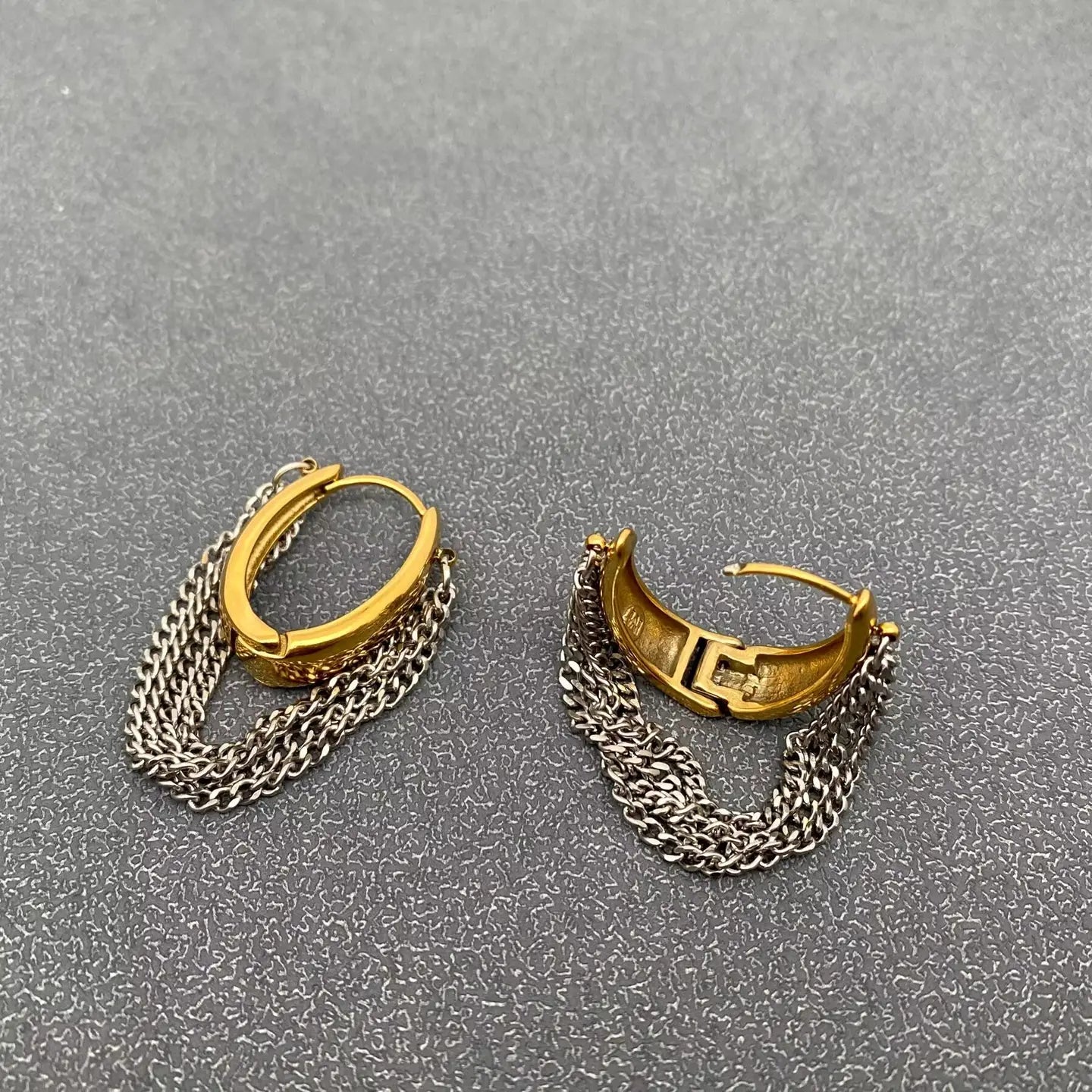 Chain Fringe Huggie Earrings in Gold