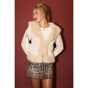 Le Lis: Faux Fur Trimmed Suede Jacket
