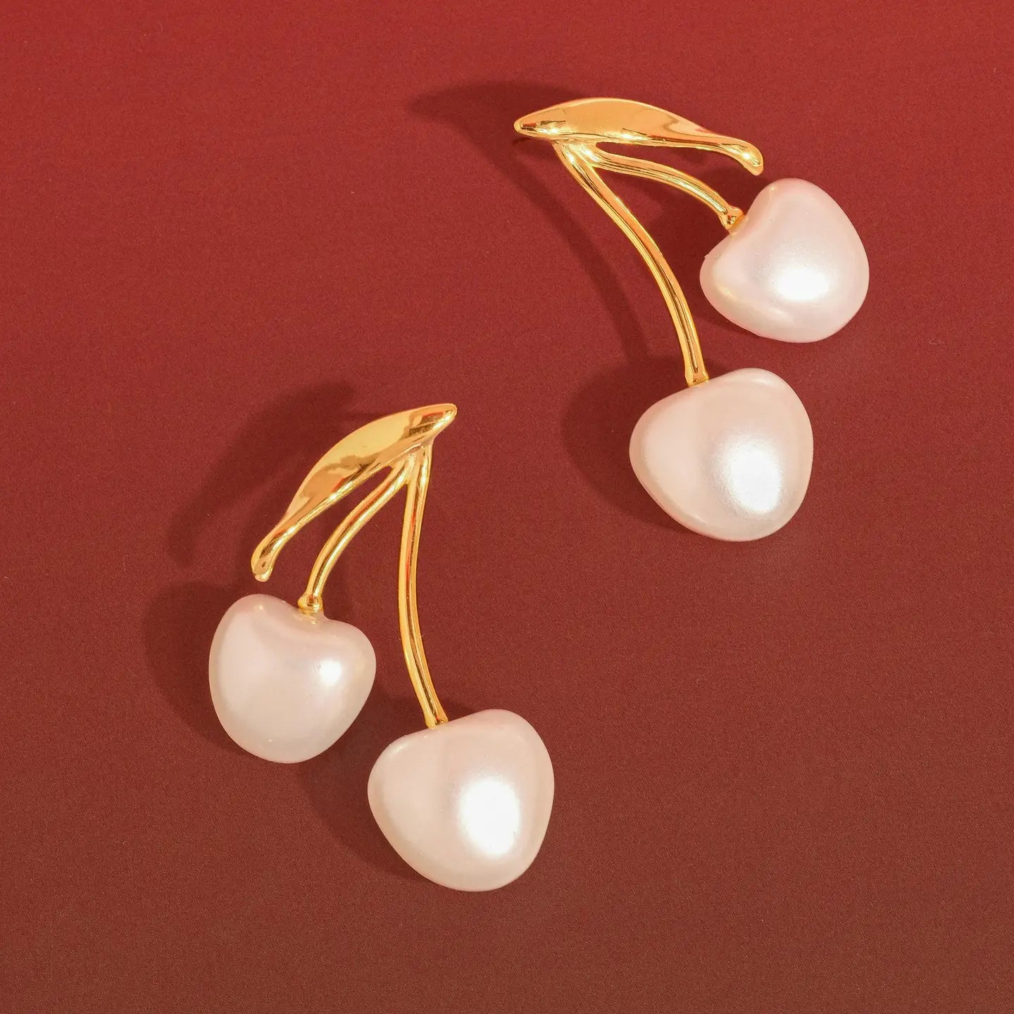 Chérie 18K Gold Non-Tarnish Large Pearl Cherry Earrings
