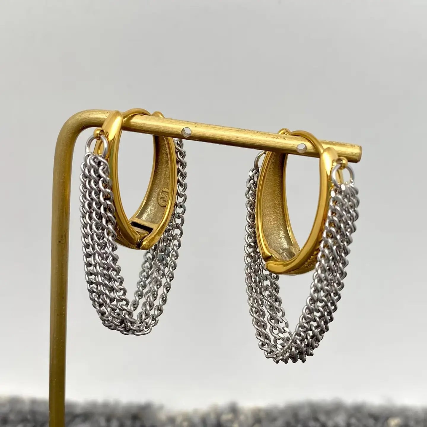 Chain Fringe Huggie Earrings in Gold