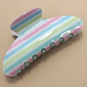 Jumbo Stripe Oval Hair Claw Clip in Pink Multi