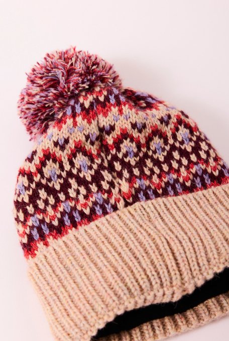 Free People: First Frost Fairisle Pom Pom Beanie - J. Cole ShoesFREE PEOPLEFree People: First Frost Fairisle Pom Pom Beanie