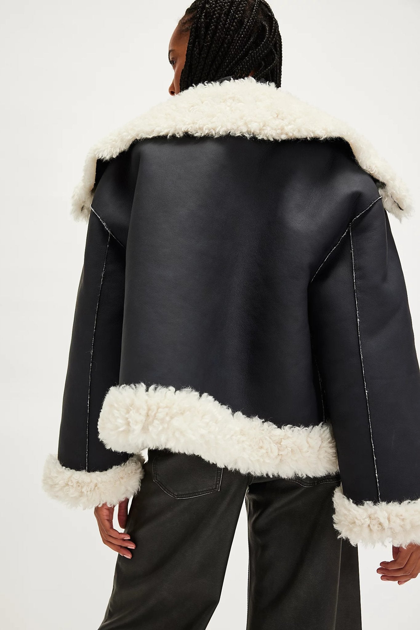 Free People: Kiki Sherpa Jacket in Black Combo - J. Cole ShoesFREE PEOPLEFree People: Kiki Sherpa Jacket in Black Combo