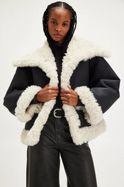 Free People: Kiki Sherpa Jacket in Black Combo - J. Cole ShoesFREE PEOPLEFree People: Kiki Sherpa Jacket in Black Combo