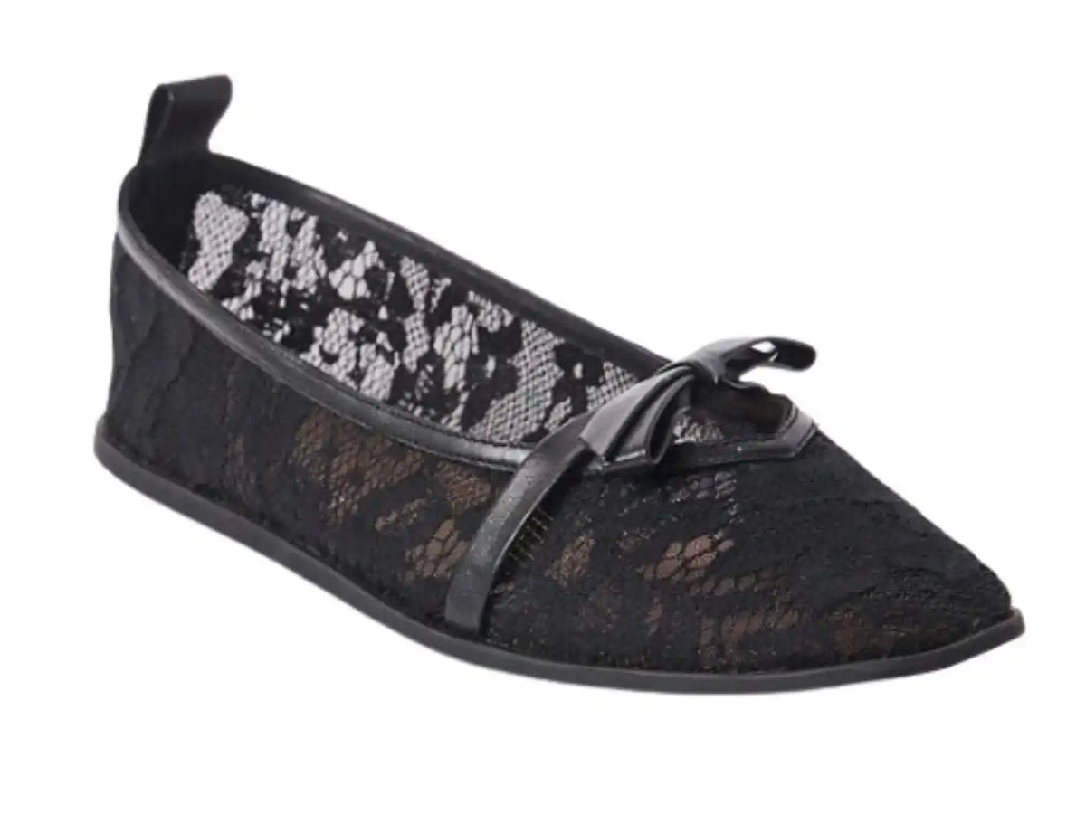 Free People: Mesh Mania Bow Flat in Black Mesh - J. Cole Shoes display picture 1