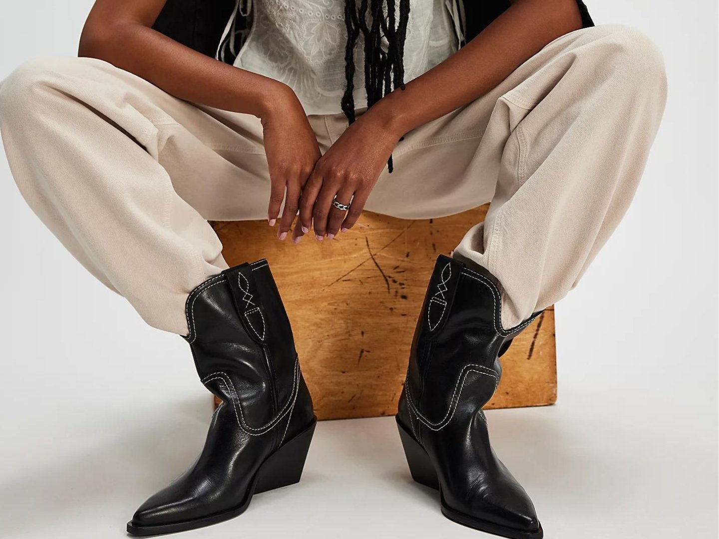 Free People: Pitchfork Point Western Boot in Victorian Black Leather - J. Cole ShoesFREE PEOPLEFree People: Pitchfork Point Western Boot in Victorian Black Leather