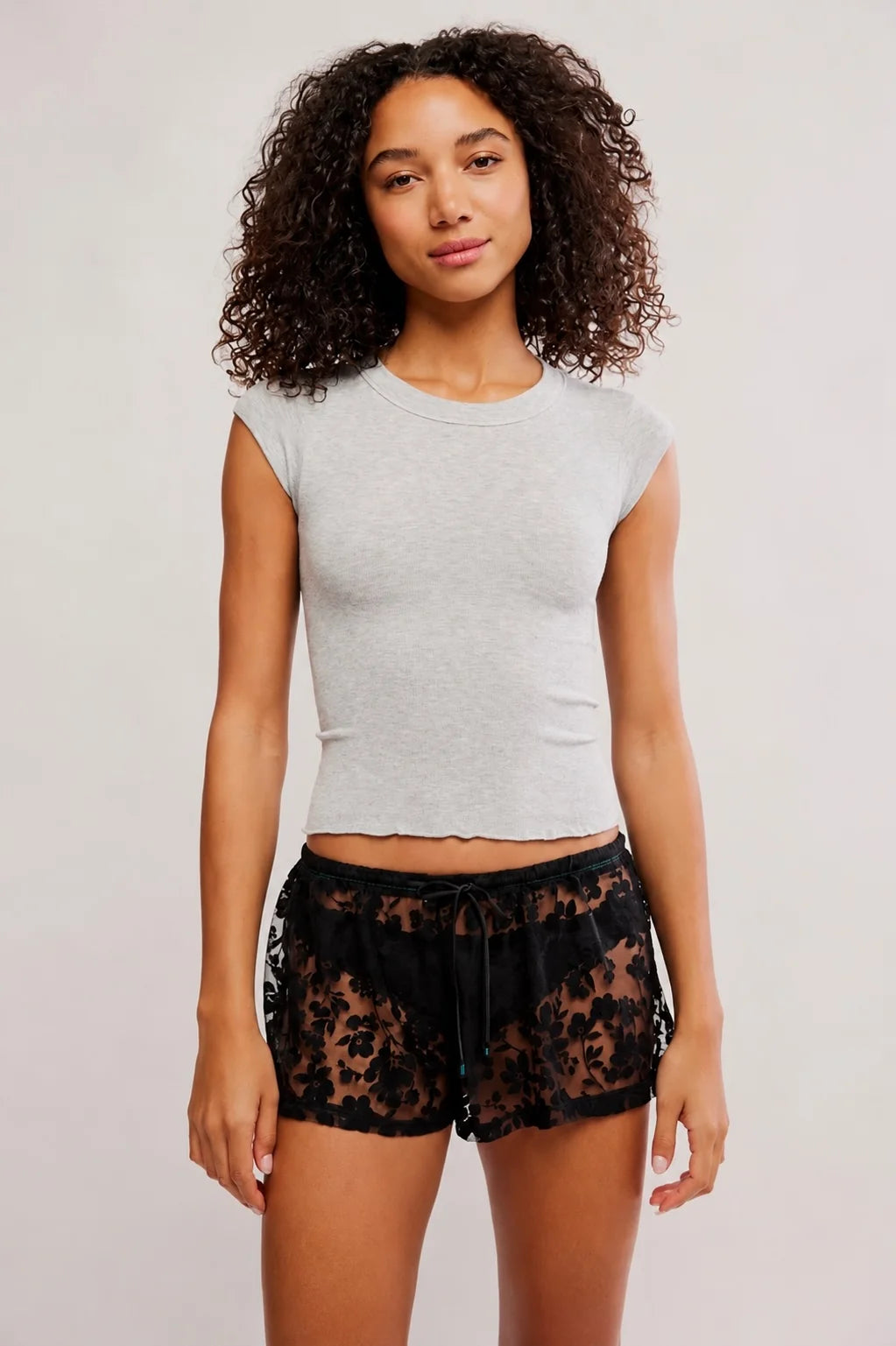 Free People Women's So Soft Seamless Baby Tee in Heather Grey