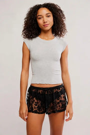 Free People Women's So Soft Seamless Baby Tee in Heather Grey