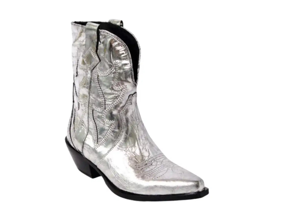 Free People: Way Out West Cowboy Boot in pale Pewter Metallic - J. Cole ...