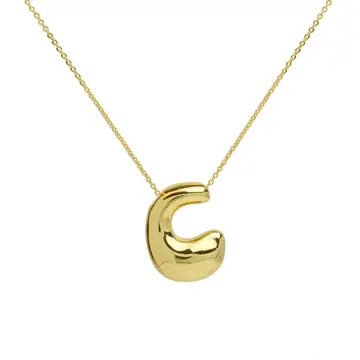 Gold Bubble Letter Necklace - J. Cole ShoesSAVVY BLINGGold Bubble Letter Necklace