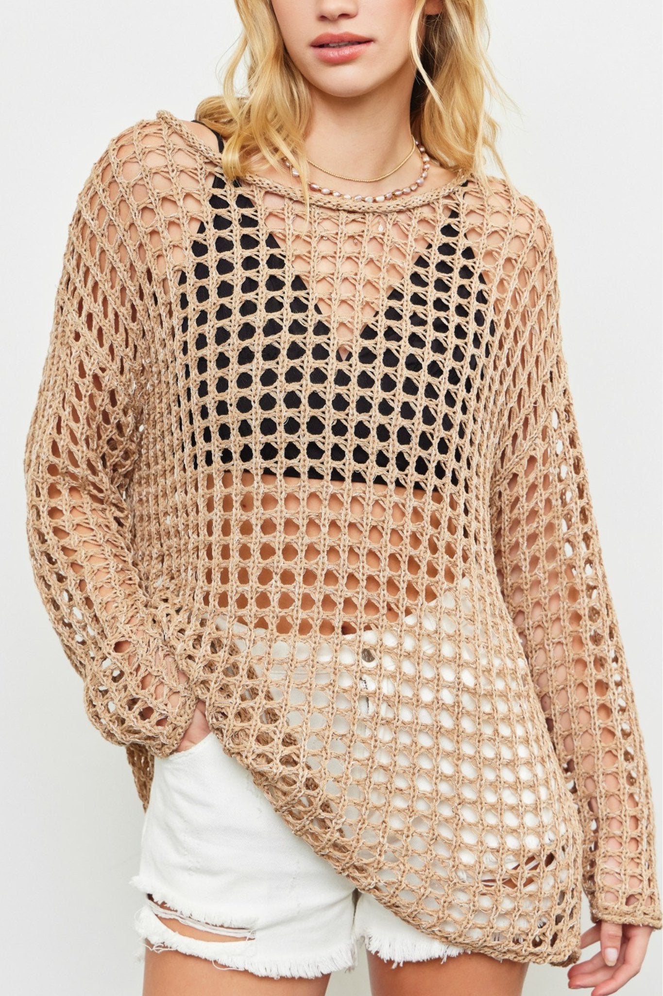 Golden Hour Crochet Sweater - J. Cole ShoesMUSTARD SEEDGolden Hour Crochet Sweater