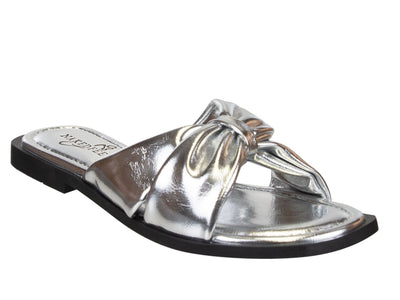 NAKED FEET - GOA in SILVER Flat Sandals - J. Cole ShoesNAKED FEETNAKED FEET - GOA in SILVER Flat Sandals