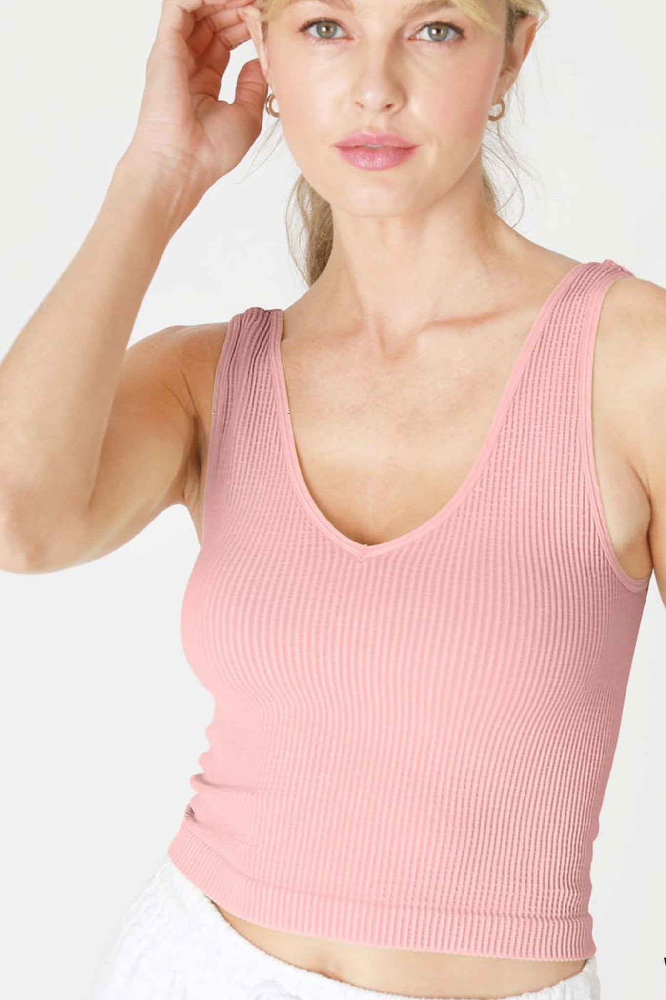 Nikibiki: Vintage Reversible Herringbone Crop Top in Vintage Soft Pink - J. Cole ShoesNIKIBIKINikibiki: Vintage Reversible Herringbone Crop Top in Vintage Soft Pink