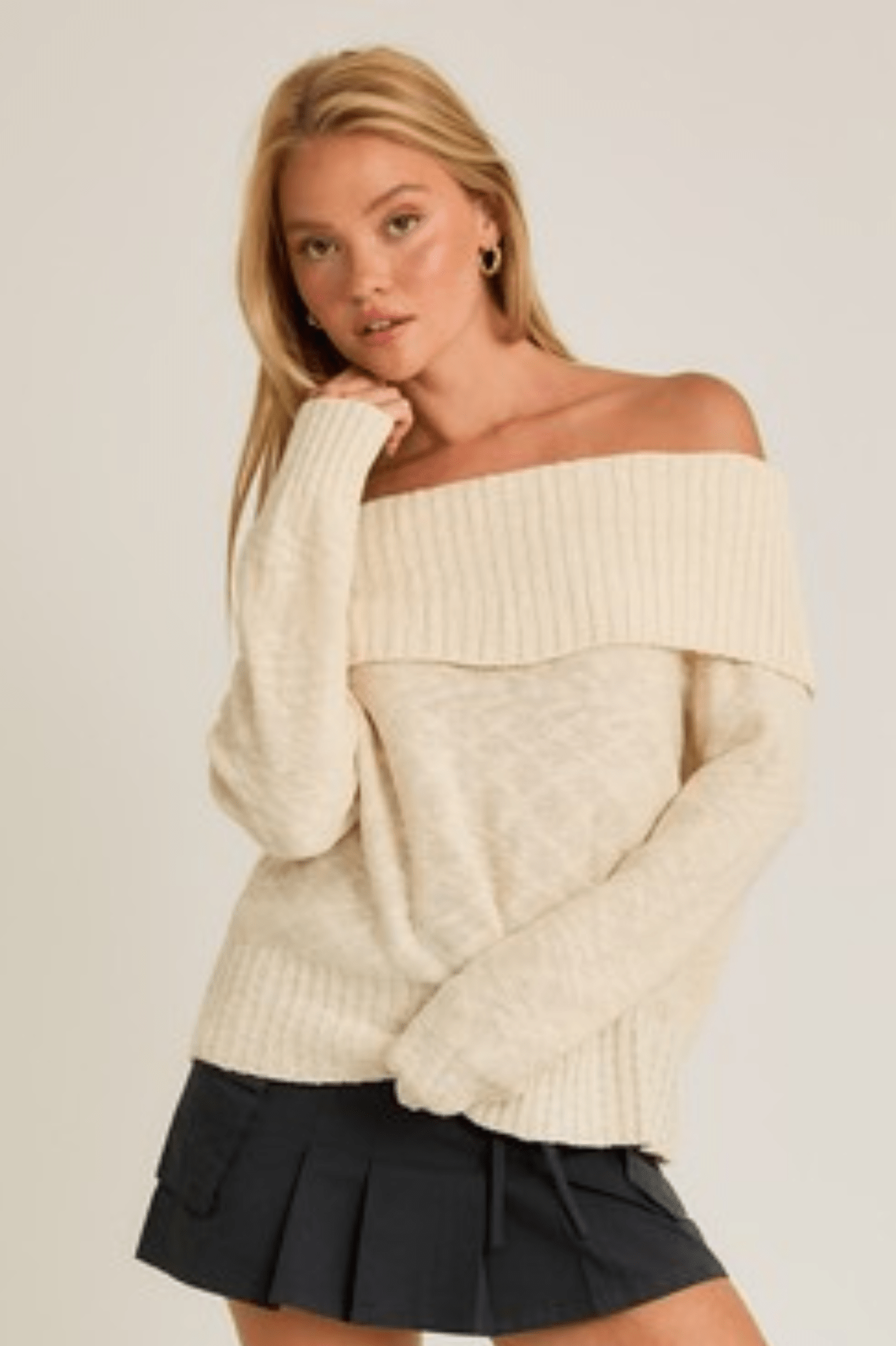 Off the shoulder cream sweater - J. Cole ShoesLE LISOff the shoulder cream sweater
