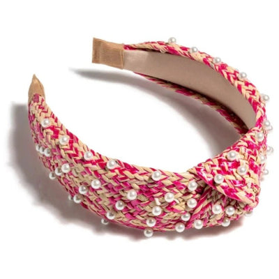 Pearl Embellished Knotted Headband Pink - J. Cole ShoesSHIRALEAHPearl Embellished Knotted Headband Pink