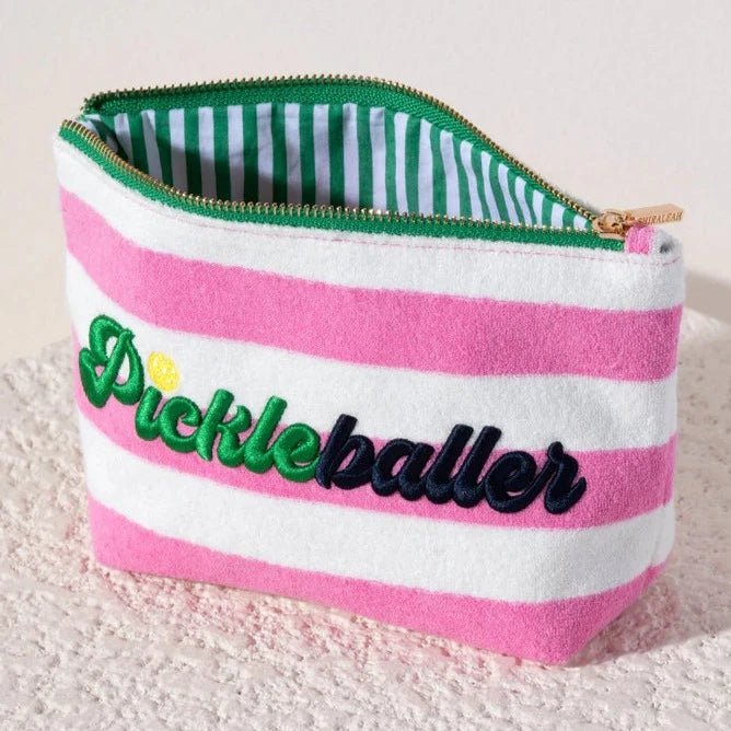 Pickleballer Zip Pouch in Pink & White - J. Cole ShoesSHIRALEAHPickleballer Zip Pouch in Pink & White