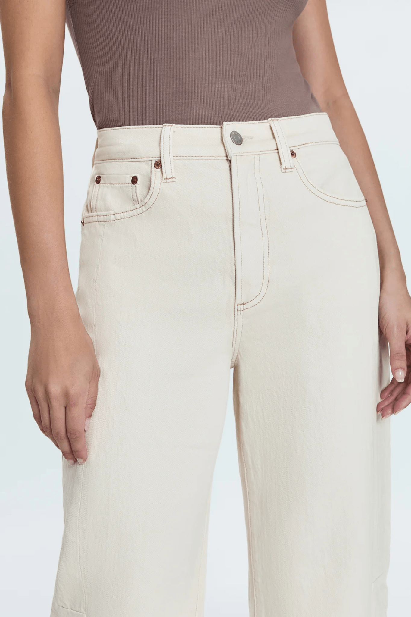 Pistola: Eli High Rise Arched Leg Pant in Ecru - J. Cole ShoesPISTOLAPistola: Eli High Rise Arched Leg Pant in Ecru