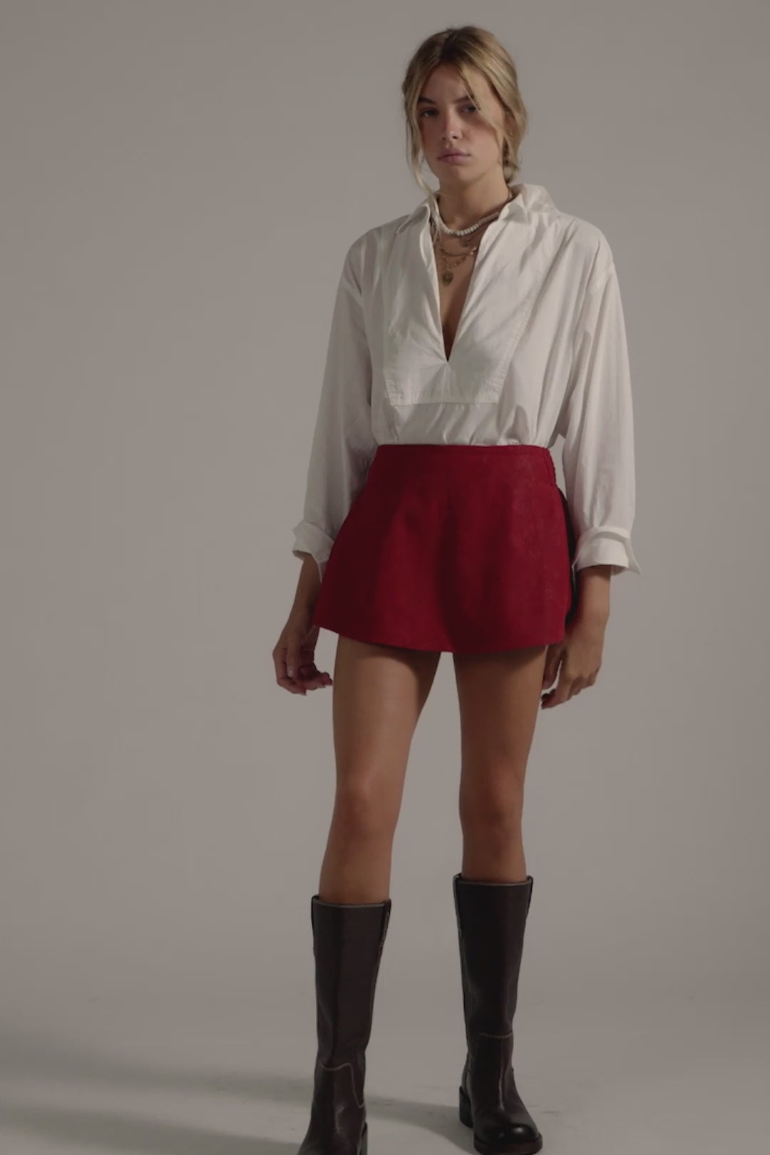 Load video: Free People: We The Free Paradise Found Suede Skort
