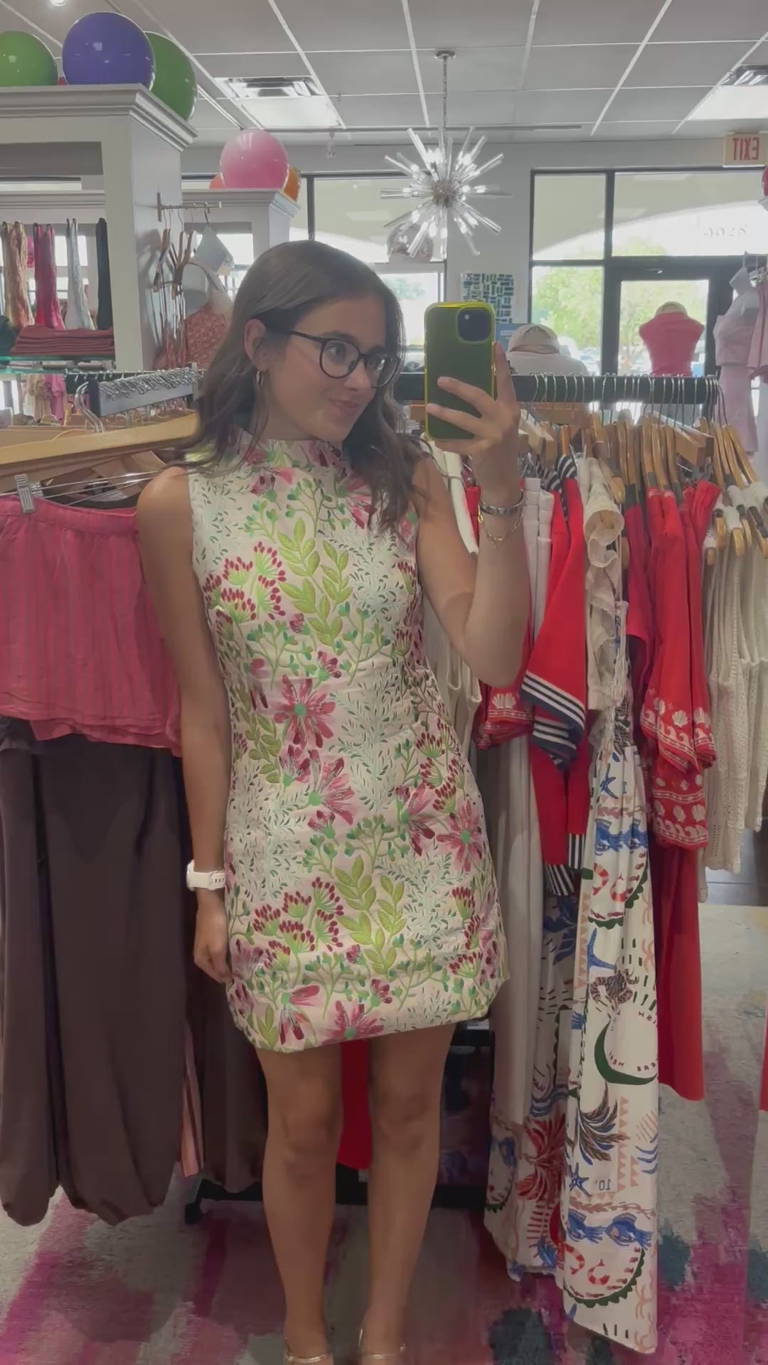 Load video: Productseeker Women's Jacquard Multi Color Embroidered Sleeveless Mini Dress