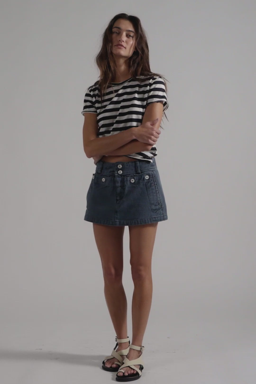 Load video: Free People: Dream Weaver Micro Skirt in Twinkling Twilight