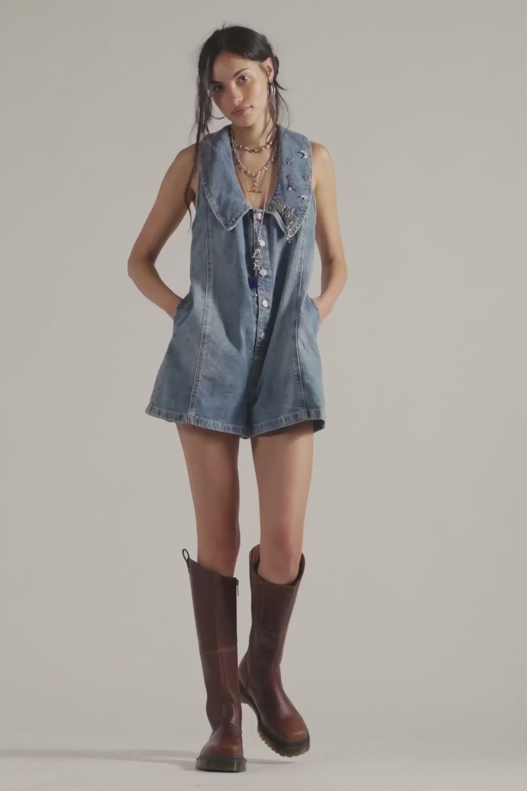Load video: Free People: Dover Playsuit in Candy
