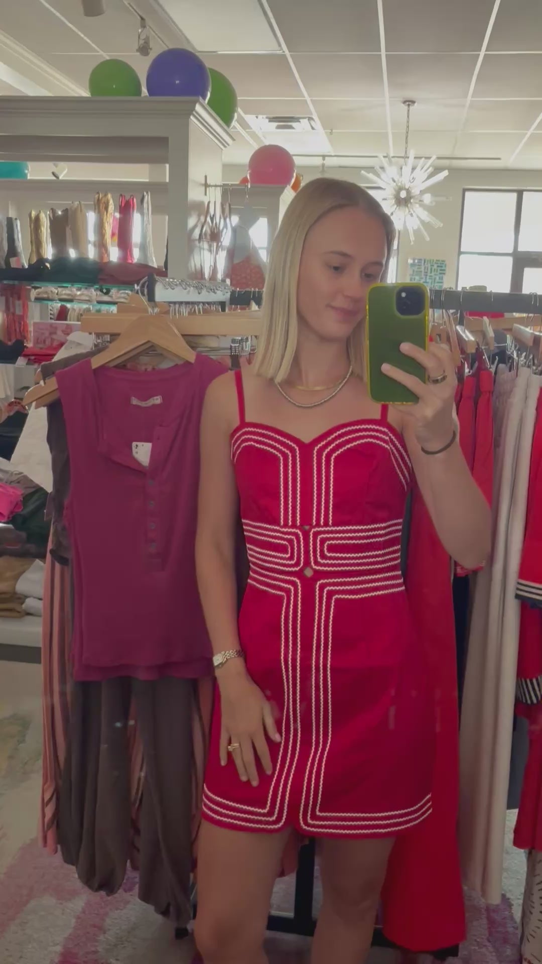 Load video: red game day dress at jcole shoes tulsa