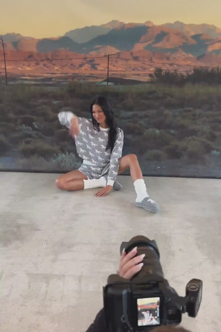 Load video: P.J. Salvage: Horses Boyfriend Boxer Set in Grey